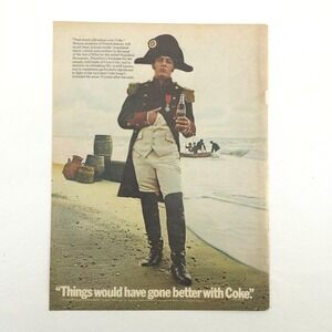 VTG Coca-Cola Napoleon Advertising Print Ad Promo Beach Scene Soda Collectible